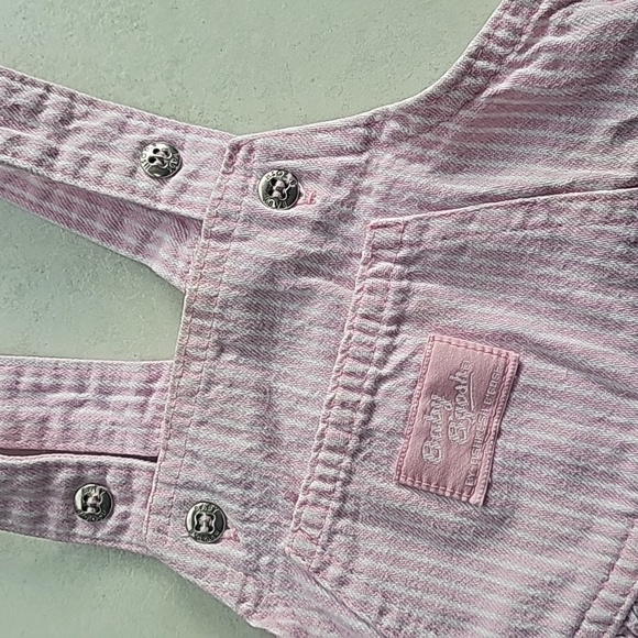 Baby Oshkosh B'Gosh Pink White Stripes Girls Overalls - Picture 2 of 8